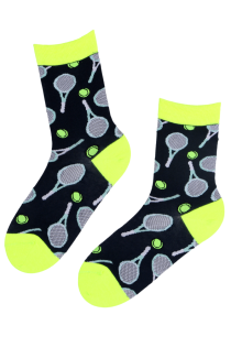 TENNIS LOVER dark blue cotton socks with tennis rackets | Sokisahtel