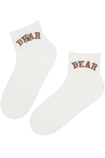 Хлопковые носки белого цвета с изображением плюшевого мишки TERRA | Sokisahtel