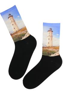 Носки чёрного цвета с печатным узором THE LIGHTHOUSE
