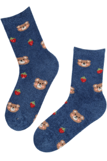 Тёплые мягкие носки синего цвета с милыми медвежатами TOBIA | Sokisahtel