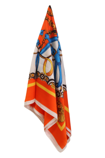 Шейный платок оранжевого цвета с яркими акцентами и узором в виде ремней и ленточек TRIESTE | Sokisahtel