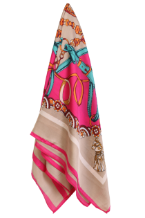 Шейный платок розового цвета с яркими акцентами и узором в виде ремней и ленточек TRIESTE | Sokisahtel