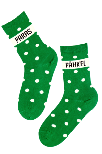 Хлопковые носки зеленого цвета с узором в горошек PARAS PÄHKEL (крепкий орешек) | Sokisahtel