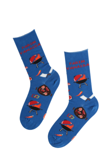 Хлопковые носки синего цвета с удобной резинкой для любимых дедушек RAFAEL "PARIM VANAISA" (лучший дедушка) | Sokisahtel