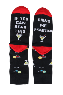 "IF YOU CAN READ THIS, BRING ME MARTINI" mustad puuvillased sokid | Sokisahtel