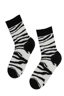 Женские хлопковые носки черно-белого цвета с узором "зебра" MARRE | Sokisahtel