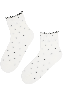 URME white cotton socks with dots | Sokisahtel