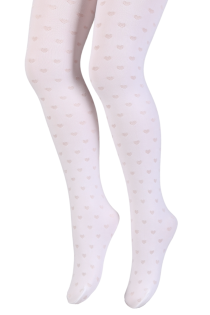 DAPHNE white tights with hearts for children | Sokisahtel