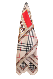 Шейный платок бежевого цвета с изящным рисунком и каймой VERNAZZA | Sokisahtel