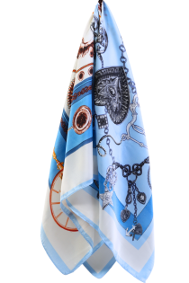 Шейный платок голубого цвета с шёлком и винтажным узором VERONA | Sokisahtel