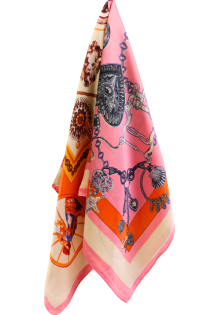 Шейный платок розового цвета с шёлком и винтажным узором VERONA | Sokisahtel