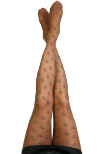 VERONICA beige floral tights | Sokisahtel