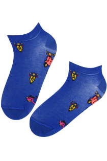 Хлопковые укороченные (спортивные) носки синего цвета c узором из мотороллеров VESPA | Sokisahtel