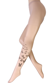 VIKA beige print pattern tights | Sokisahtel