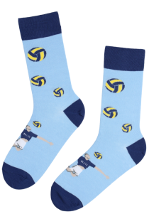 Хлопковые носки в оттенках синего с узором в волейбольной тематике VOLLEYBALL | Sokisahtel