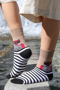 WATSON striped cotton socks with cats  