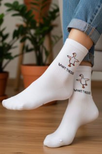 WHAT THE DUCK white cotton socks | Sokisahtel