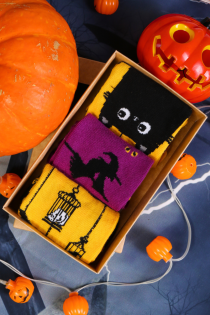 Подарочный набор из 3 пар устрашающих хлопковых носков WITCH HUNT на Хэллоуин | Sokisahtel