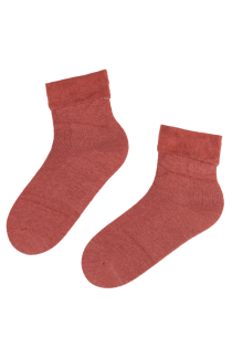 Женские однотонные тёплые носки кораллово-розового цвета WOOLY | Sokisahtel
