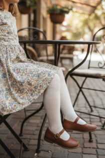 Белые детские колготки с тонким геометрическим узором YAP | Sokisahtel