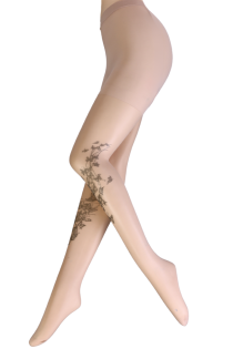 ZANNA beige print pattern tights | Sokisahtel