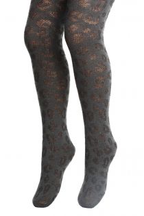 ZORIA dark grey animal print tights for children | Sokisahtel