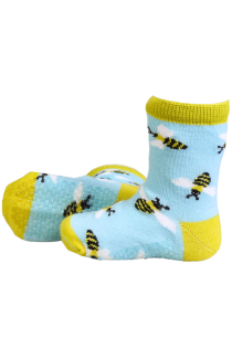 Тёплые носки из шерсти голубого цвета c нескользящей подошвой для малышей ZUMZUM | Sokisahtel