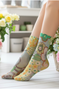 Тонкие фантазийные носки с цветочным печатным рисунком EDDA от Sarah Borghi | Sokisahtel
