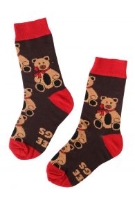 Детские хлопковые носки коричневого цвета с изображением медвежат FREE HUGS | Sokisahtel