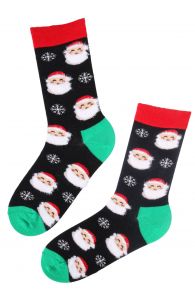 Хлопковые носки черного цвета в рождественской тематике с Дедом Морозом  для мужчин и женщин FREDERIK | Sokisahtel