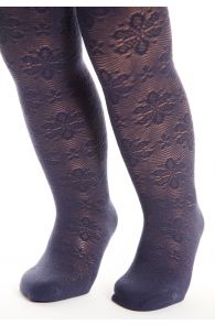 FLOWER LACE dark blue baby tights | Sokisahtel