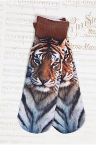 WOOD printed socks with picture of tiger