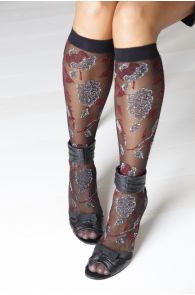SARA shiny knee-highs with lurex yarn | Sokisahtel