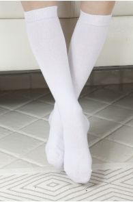 KRISS white cotton knee highs for children | Sokisahtel