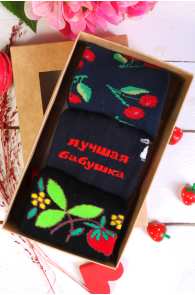 Подарочный набор из 3 пар уютных хлопковых носков для бабушки на День матери VALJA | Sokisahtel