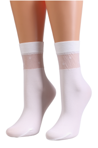 Женские фантазийные носки белого цвета с тюлевой вставкой ADRIANA | Sokisahtel