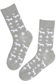 Хлопковые носки светло-серого цвета в рождественской тематике для мужчин AILO | Sokisahtel