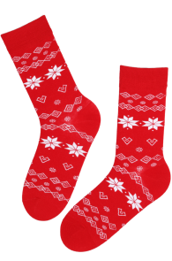 AILO red Christmas pattern socks for men 