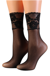 AKEMI black fishnet socks with lace | Sokisahtel