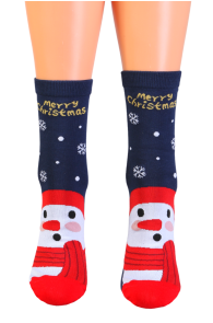 ALISSA blue cotton socks with a snowman | Sokisahtel