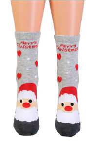 Хлопковые носки серого цвета с изображением Деда Мороза ALISSA | Sokisahtel
