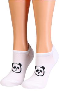 ALONDRA white low-cut socks with a panda | Sokisahtel