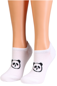 ALONDRA white low-cut socks with a panda