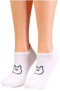 Хлопковые укороченные (спортивные) носки белого цвета со зверушками ALONDRA | Sokisahtel