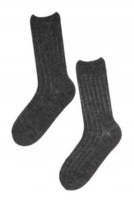 Alpaca wool black rib patterned socks for men ALPAKA | Sokisahtel