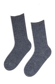 Alpaca wool blue rib patterned socks for women ALPAKA | Sokisahtel