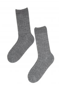 Alpaca wool dark grey rib patterned socks for men ALPAKA | Sokisahtel