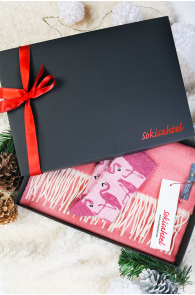Подарочный комплект из шерстяных носков MIAMI и шарфа розово-белого цвета из шерсти альпака для женщин | Sokisahtel