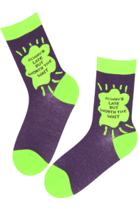 ALWAYS LATE neon cotton socks | Sokisahtel