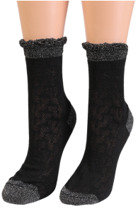 Тонкие хлопковые носки чёрного цвета с блеском AMADEA | Sokisahtel